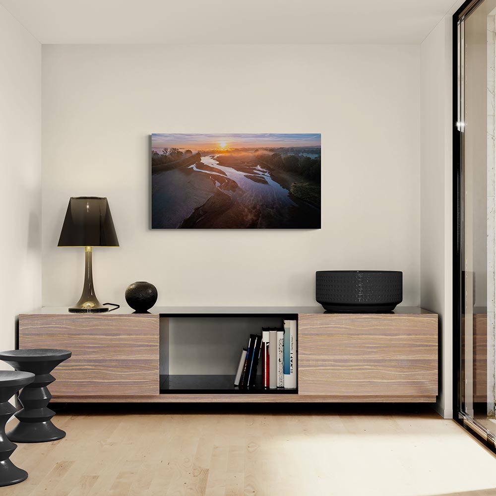 Suggestion de présentation d'un tableau photo tirage limité Aquanat photo Les brumes de l'aube